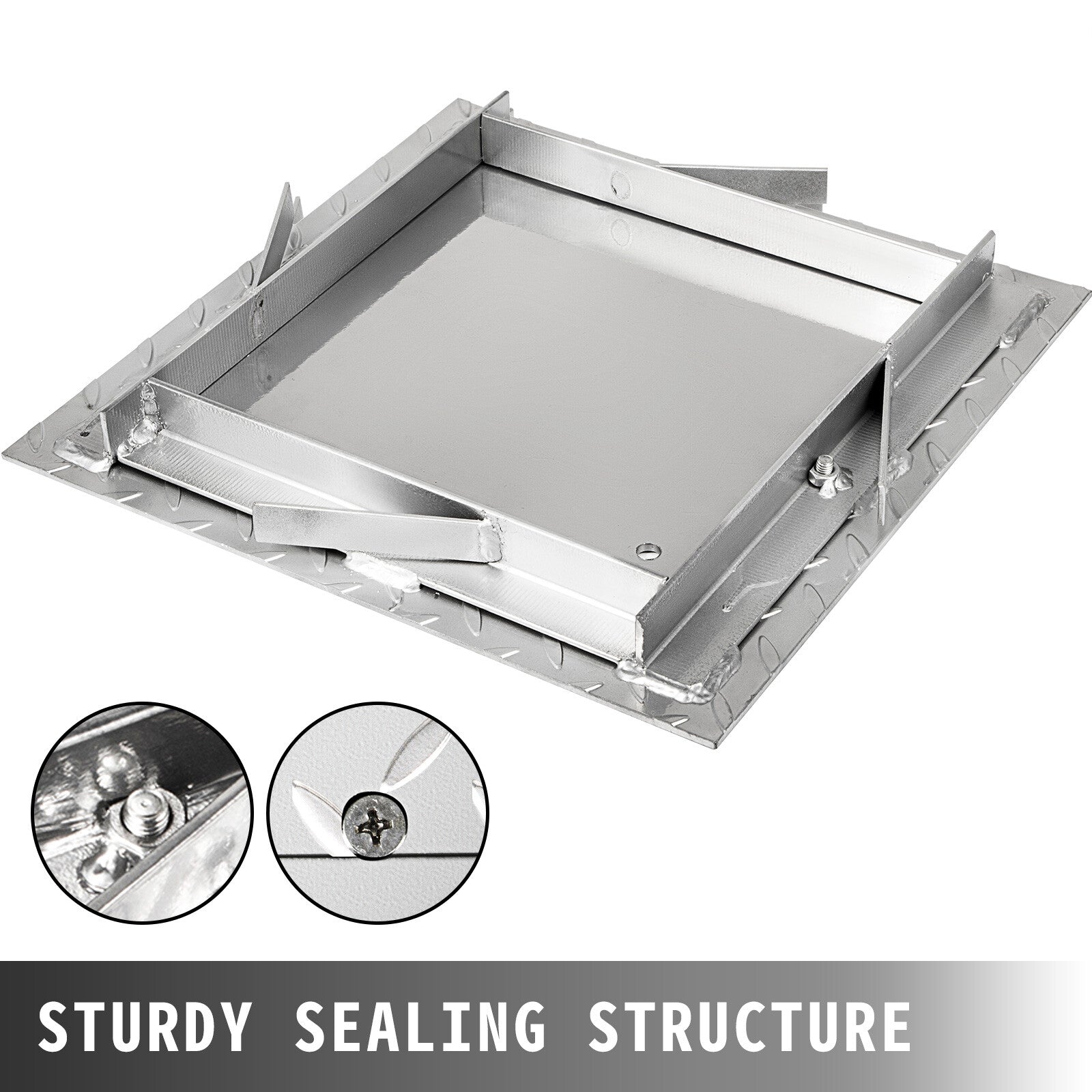 Recessed Steel Manhole Cover with Frame - 30x30cm Powder-Coated Drain Lid