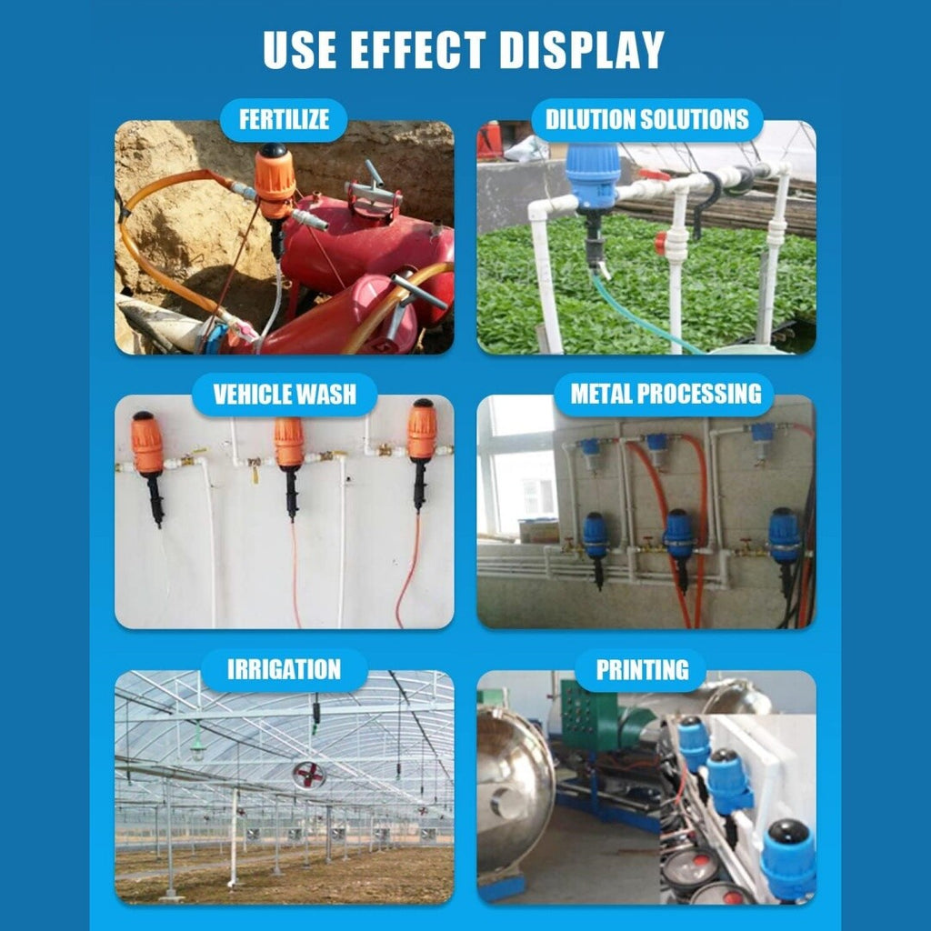 0.2%~2% Irrigation Fertilizer Injector Water Powered Automatic Dosing Pump
