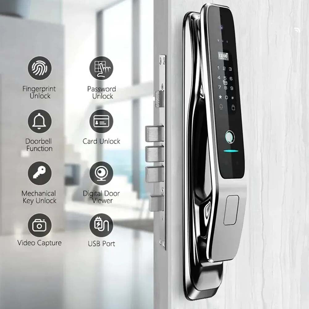 Premium Digital Smart Door Lock 3D Face Fingerprint Code WIFI APP + Lock/Striker