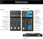 Bluetooth Portable Audio Mixer w/USB DJ Sound Mixing Console 7-Channel