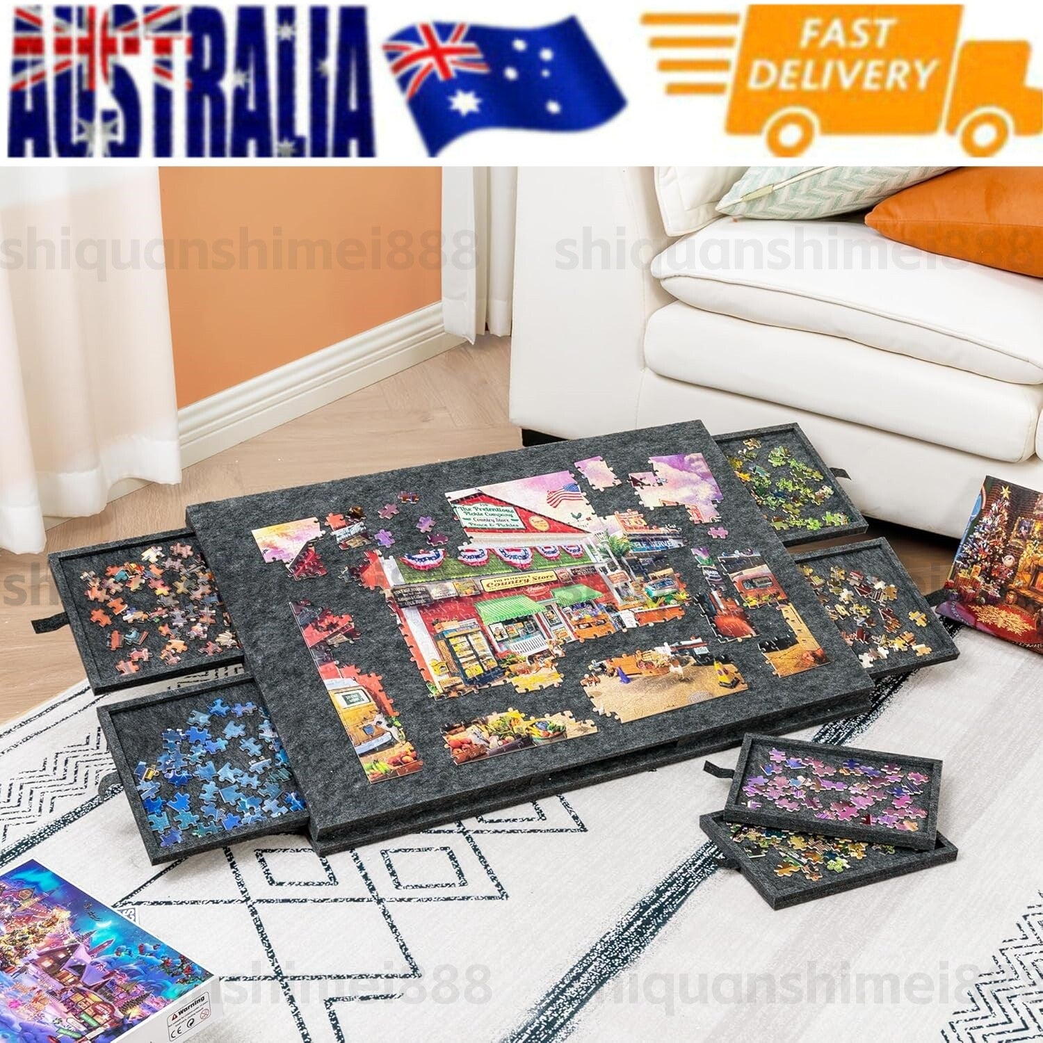 Portable Puzzle Board 1000pcs Felt Jigsaw Puzzle Table with Drawers Covers