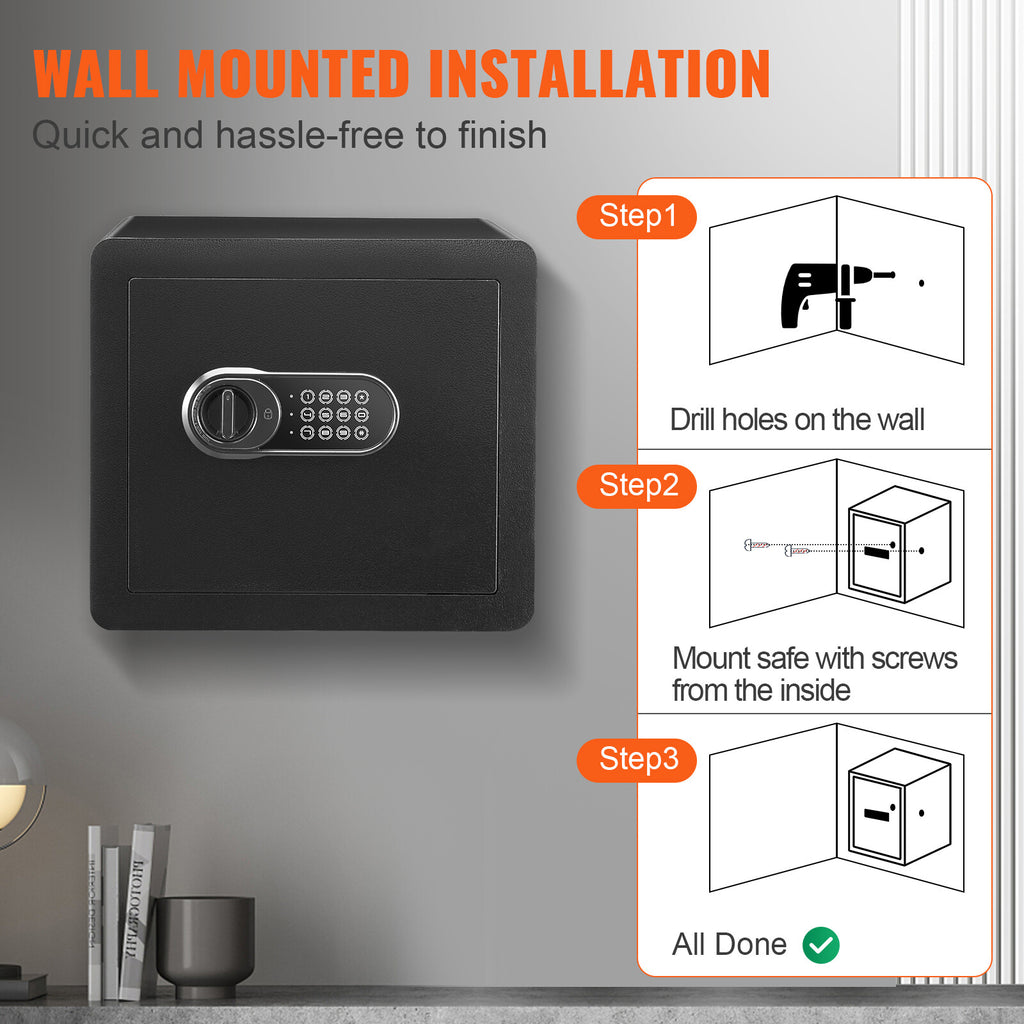 1.2C Steel Digital Safe Box with Dual Lock System for Home or Office Use