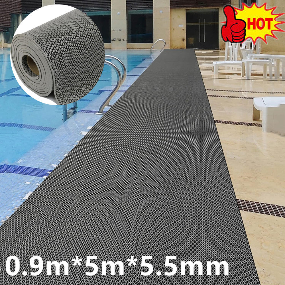Drainage Non-slip Mat Pool Flooring Mat Swimming Pool PVC Splash Matting 5m*0.9m