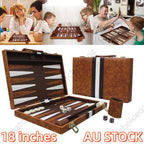 18inch Backgammon Set Classic Board Game Premium Leather Case Portable Game Set