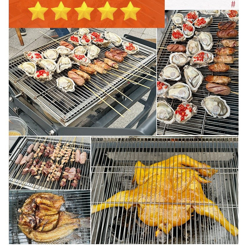Folding Barbecue Grill Portable Charcoal Grill with Rotating Cooking Griller AU