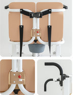 Hydraulic Patient Lift Transfer Chair Elderly Commode Wheelchair w/ Split Seat