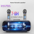 Bluetooth Karaoke Speaker & 2 Wireless Microphones Rechargeable Karaoke Machine