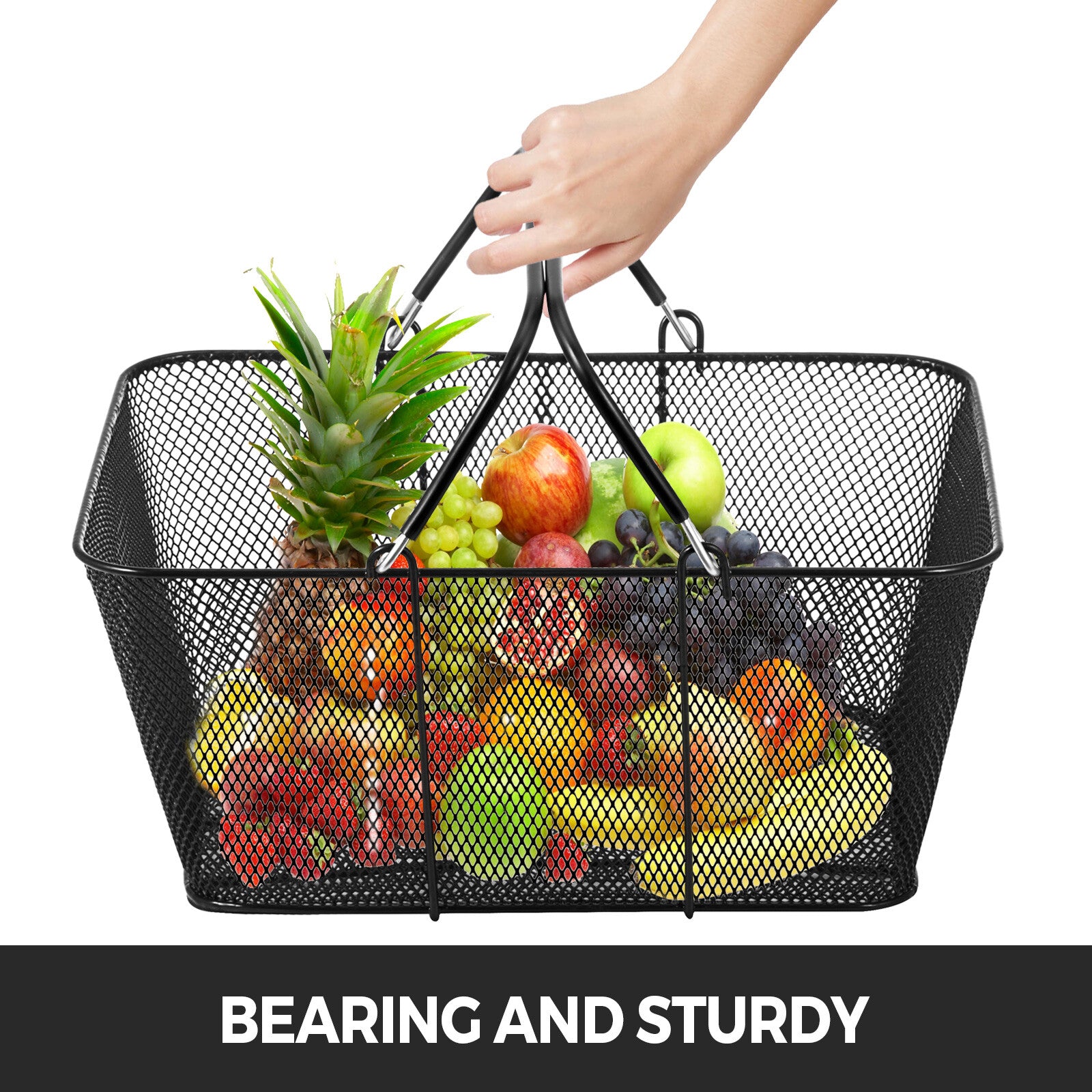 12PCS Metal Shopping Baskets with Handles - Durable and Space-Saving Design