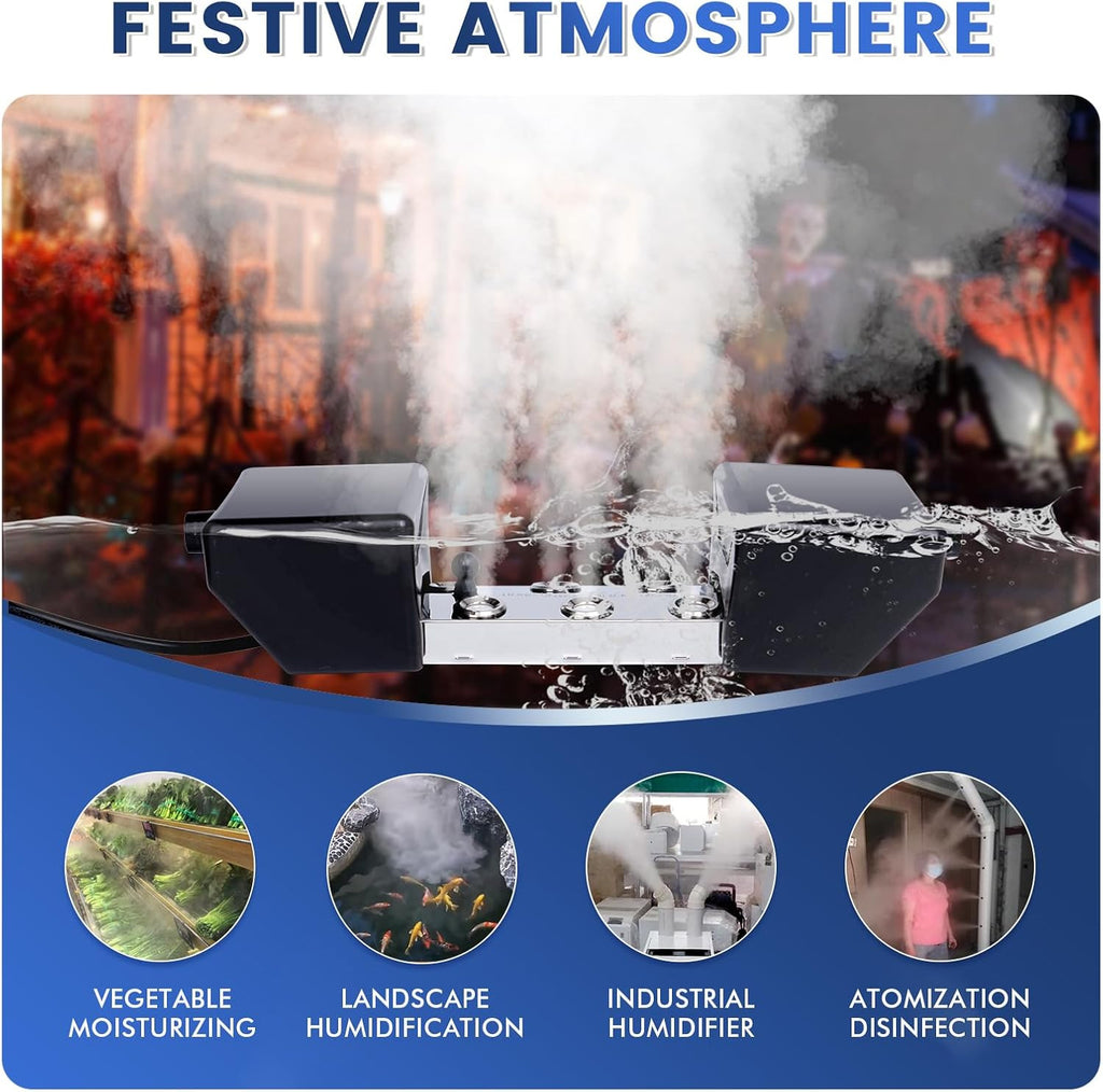 Ultrasonic Mist Maker 6 Head Pond Fogger with 250W Power Supply for Pond Garden