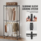 Heavy Duty Garment Rack with Double Hanging Rods & Adjustable Storage
