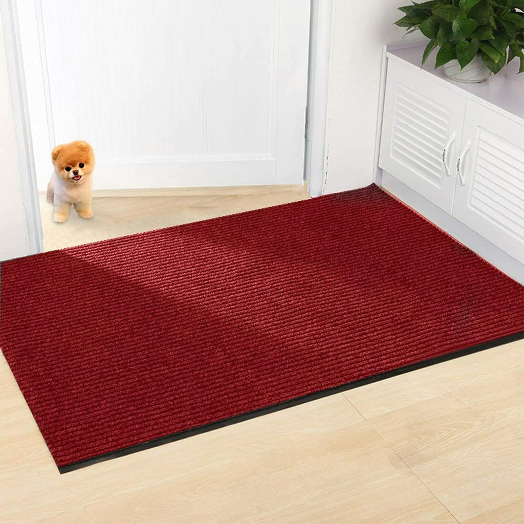 3x10' Floor Carpet Non Slip Rubber Door Mat Entrance Hallway Runner Rug Red Mat