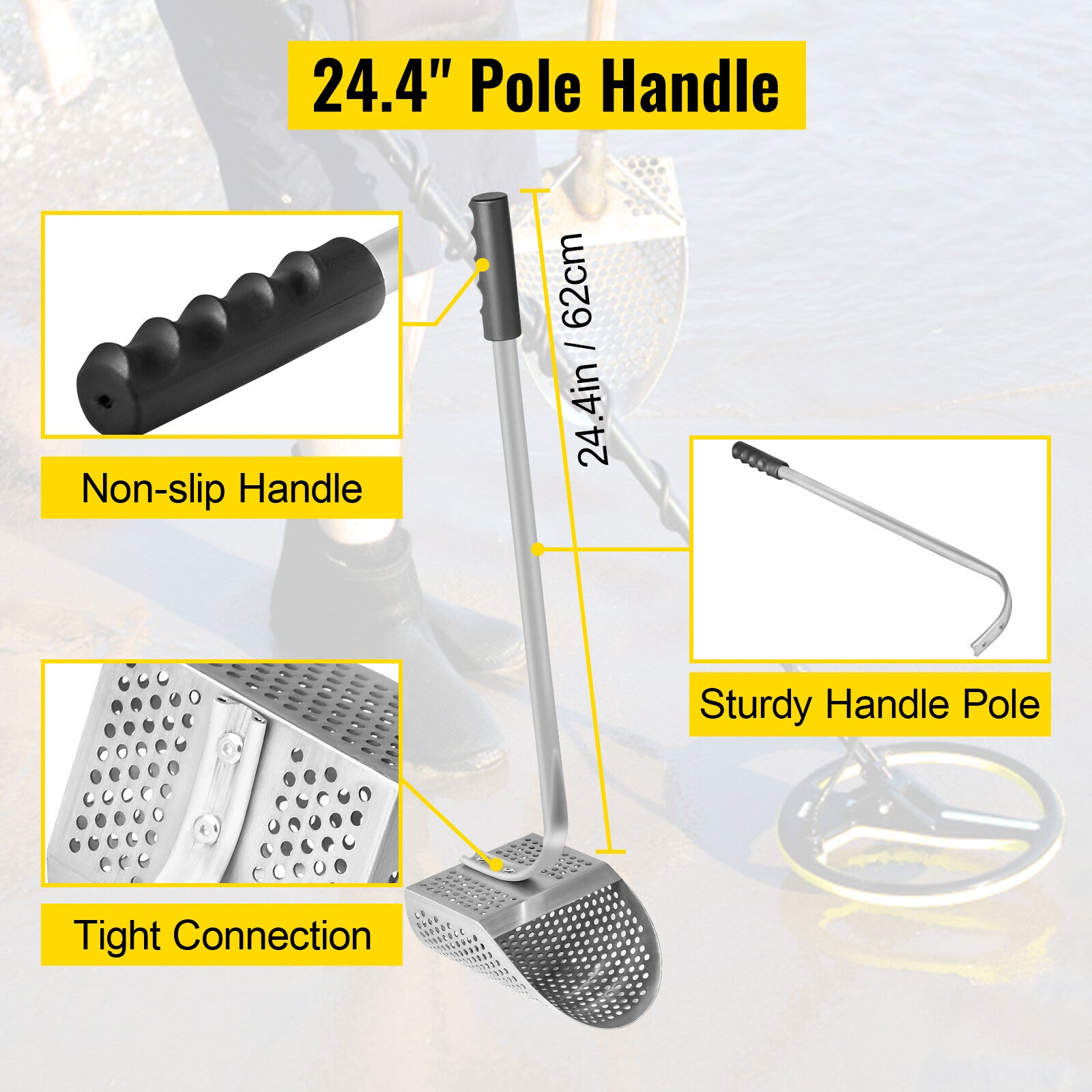 Stainless Steel Sand Scoop with Ergonomic Handle for Treasure Hunting