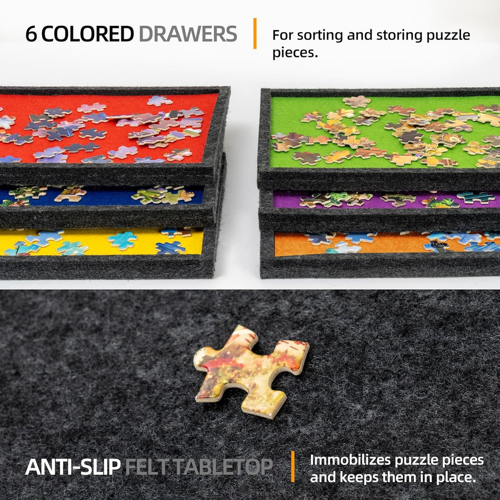 2000 Piece Tilting & Foldable Puzzle Board with 6 Colored Drawers & Cover Adjust