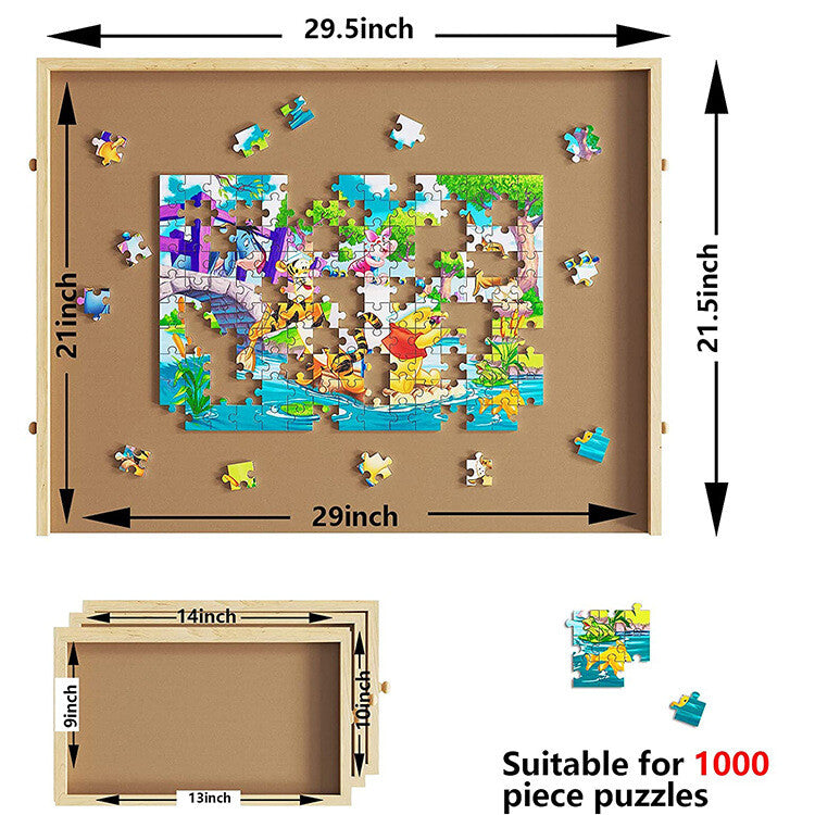 4-Drawer Puzzle Table Board 1000Pcs Wooden Puzzle Organizer Promote Parenthood