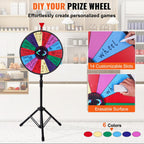 18 Inch Tabletop Color Prize Wheel with Folding Tripod Floor Stand 14 Slots