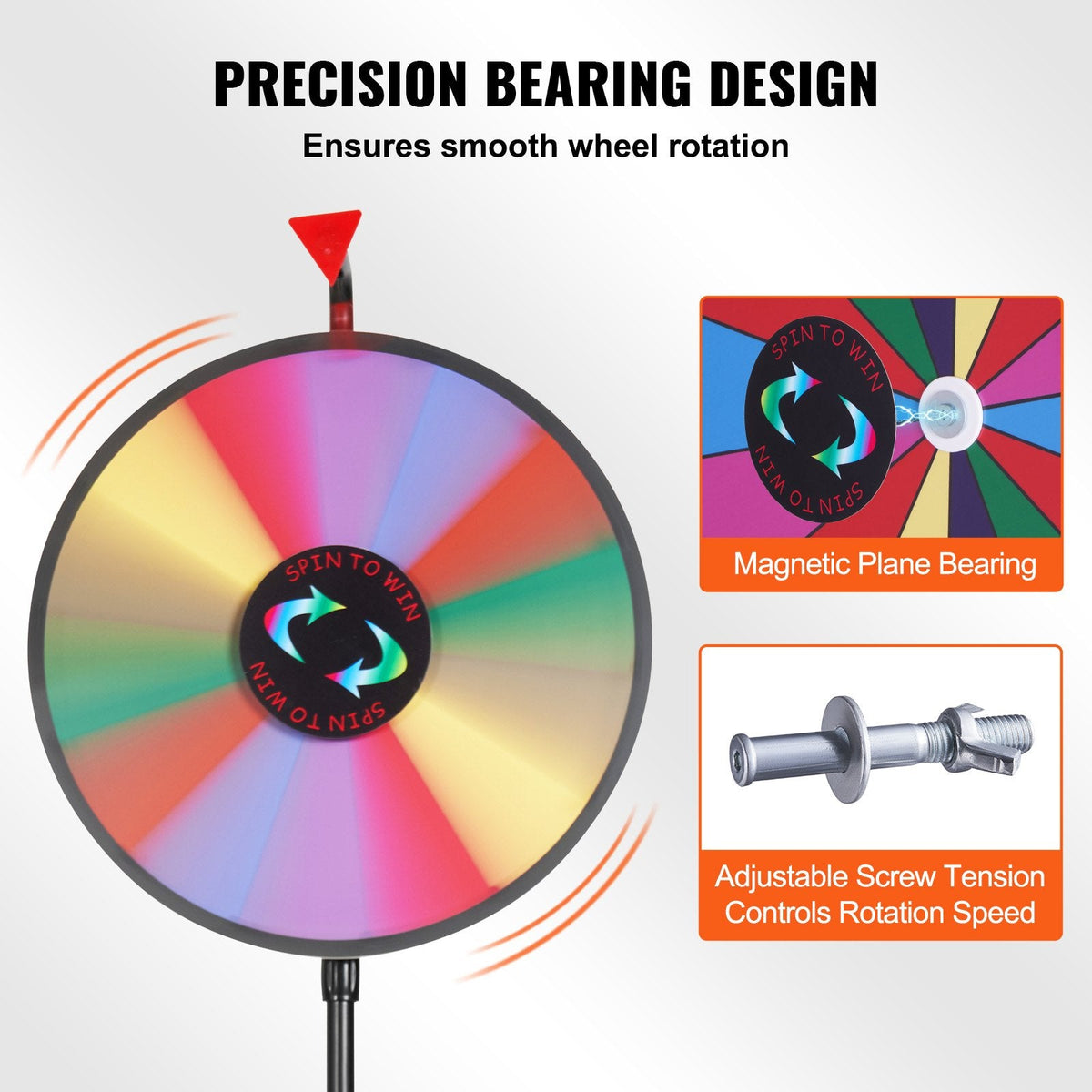 18 Inch Tabletop Color Prize Wheel with Folding Tripod Floor Stand 14 Slots