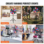 18 Inch Tabletop Color Prize Wheel with Folding Tripod Floor Stand 14 Slots