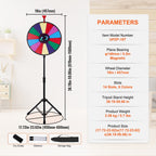 18 Inch Tabletop Color Prize Wheel with Folding Tripod Floor Stand 14 Slots
