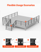 1-Pack Cable Railing Post, 36x2x2 In Horizontal-Hole Deck Railing Post with Pre-Drilled Holes, Stainless Steel Cable Rail Post with Horizontal and Curved Bracket, Black, 1JZLGZXHS9148RVYS001V0