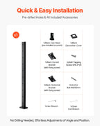 1-Pack Cable Railing Post, 36x2x2 In Horizontal-Hole Deck Railing Post with Pre-Drilled Holes, Stainless Steel Cable Rail Post with Horizontal and Curved Bracket, Black, 1JZLGZXHS9148RVYS001V0