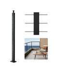 1-Pack Cable Railing Post, 36x2x2 In Horizontal-Hole Deck Railing Post with Pre-Drilled Holes, Stainless Steel Cable Rail Post with Horizontal and Curved Bracket, Black, 1JZLGZXHS9148RVYS001V0