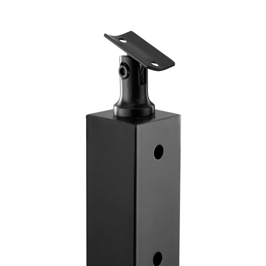 1-Pack Cable Railing Post, 36x2x2 In Horizontal-Hole Deck Railing Post with Pre-Drilled Holes, Stainless Steel Cable Rail Post with Horizontal and Curved Bracket, Black, 1JZLGZXHS9148RVYS001V0