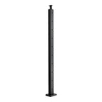 1-Pack Cable Railing Post, 36x2x2 In Horizontal-Hole Deck Railing Post with Pre-Drilled Holes, Stainless Steel Cable Rail Post with Horizontal and Curved Bracket, Black, 1JZLGZXHS9148RVYS001V0
