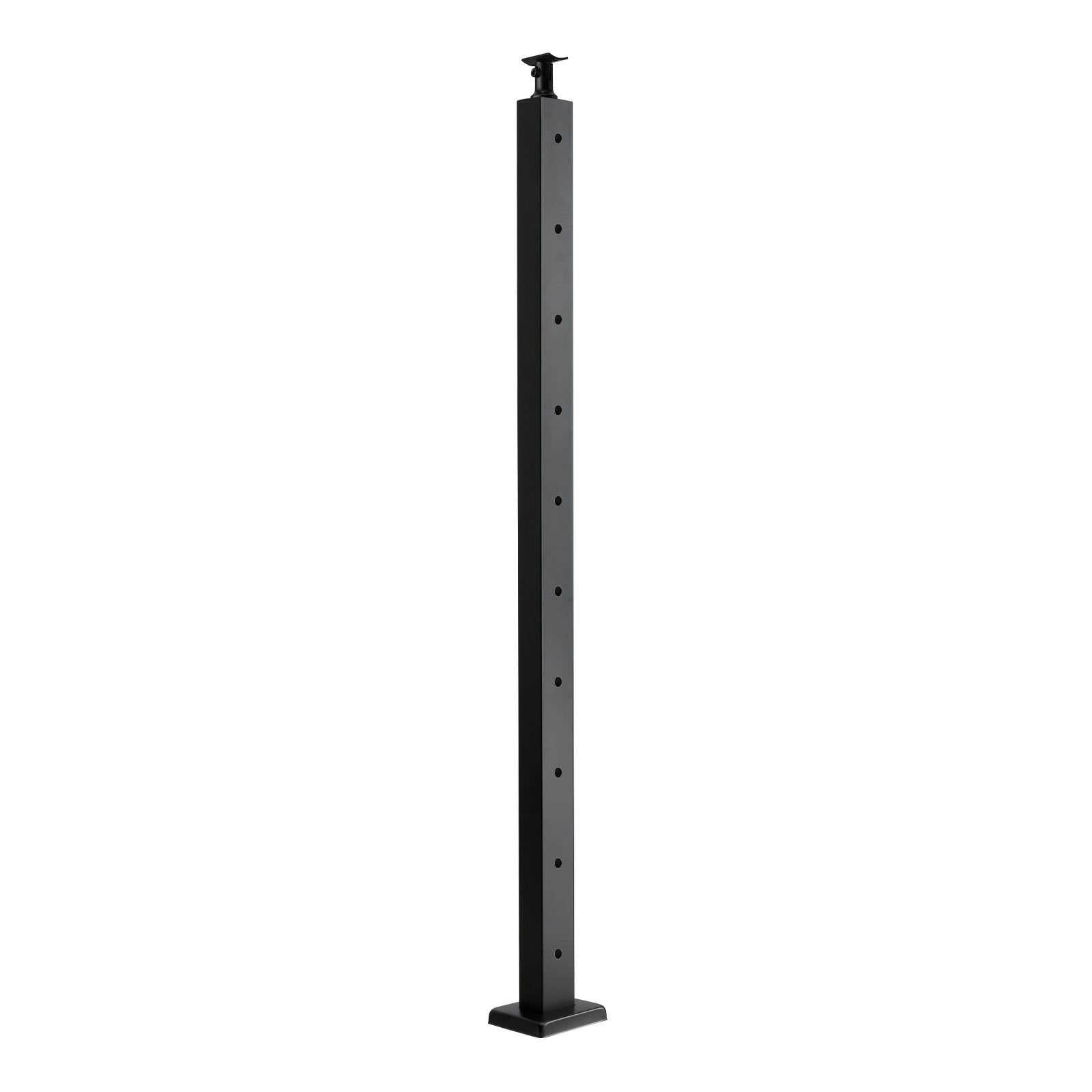 1-Pack Cable Railing Post, 36x2x2 In Horizontal-Hole Deck Railing Post with Pre-Drilled Holes, Stainless Steel Cable Rail Post with Horizontal and Curved Bracket, Black, 1JZLGZXHS9148RVYS001V0