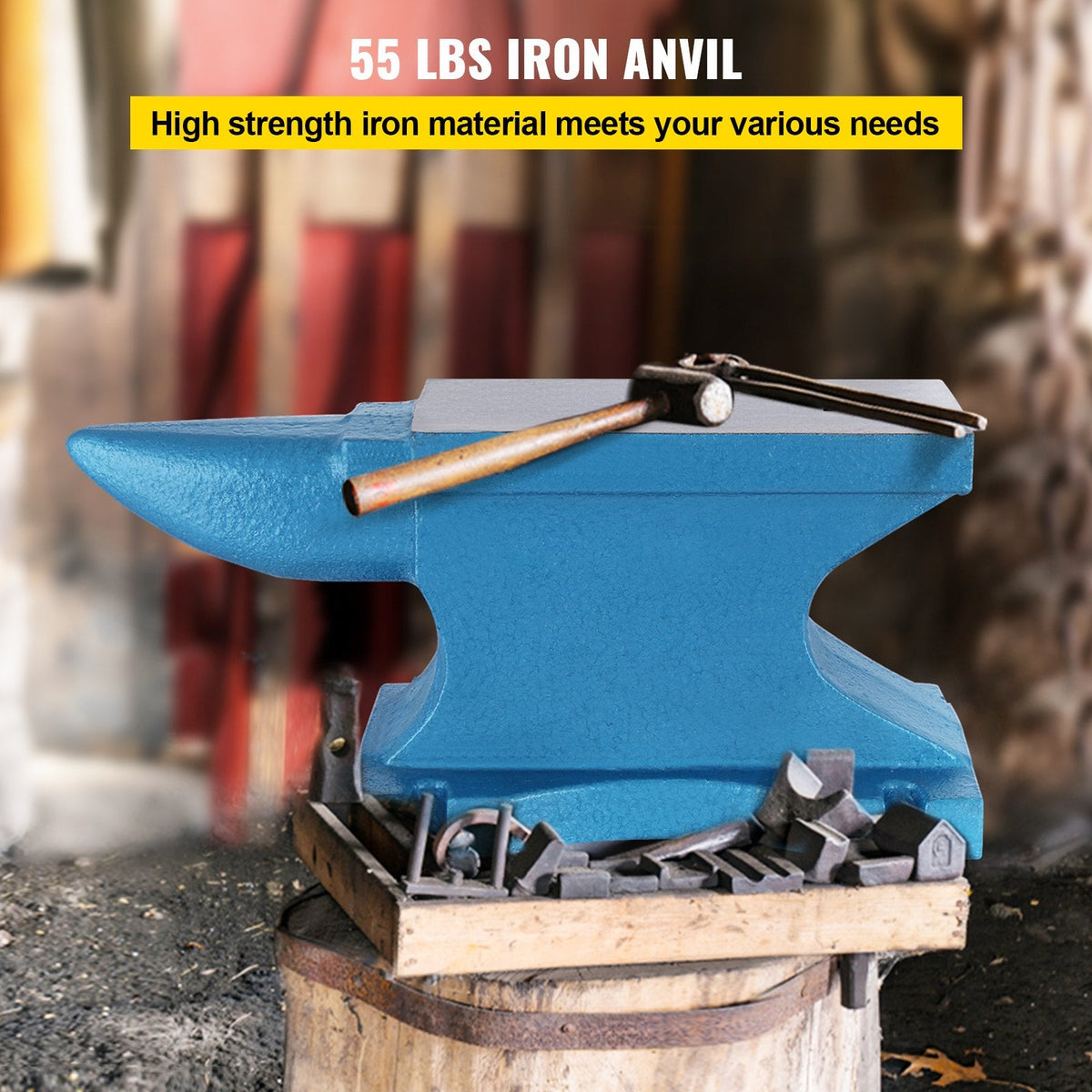 Single Horn Anvil 55Lbs, Cast Iron Anvil Blacksmith Withstands Heavy Blows,Anvil