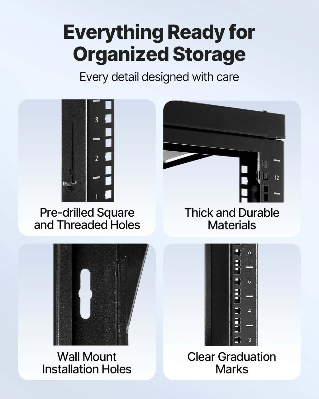 12U Wall Mount Server Rack, 68.04 kg Max Load Capacity, Open Frame Network Rack with 180 Degrees Gate Swing Door, Carbon Steel, Ideal for IT Network Equipment & AV Devices Computer Server, Black
