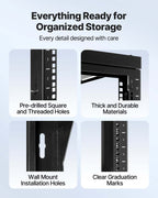 12U Wall Mount Server Rack, 68.04 kg Max Load Capacity, Open Frame Network Rack with 180 Degrees Gate Swing Door, Carbon Steel, Ideal for IT Network Equipment & AV Devices Computer Server, Black