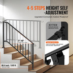 5-6 Step Handrails for Outdoor for Seniors Porch Deck Black Retro Arch