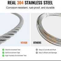 T304 Stainless Steel Cable 1.59mm 7x7 Steel Wire Rope 100.6m Cable Railing