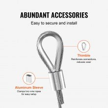 T304 Stainless Steel Cable 1.59mm 7x7 Steel Wire Rope 100.6m Cable Railing