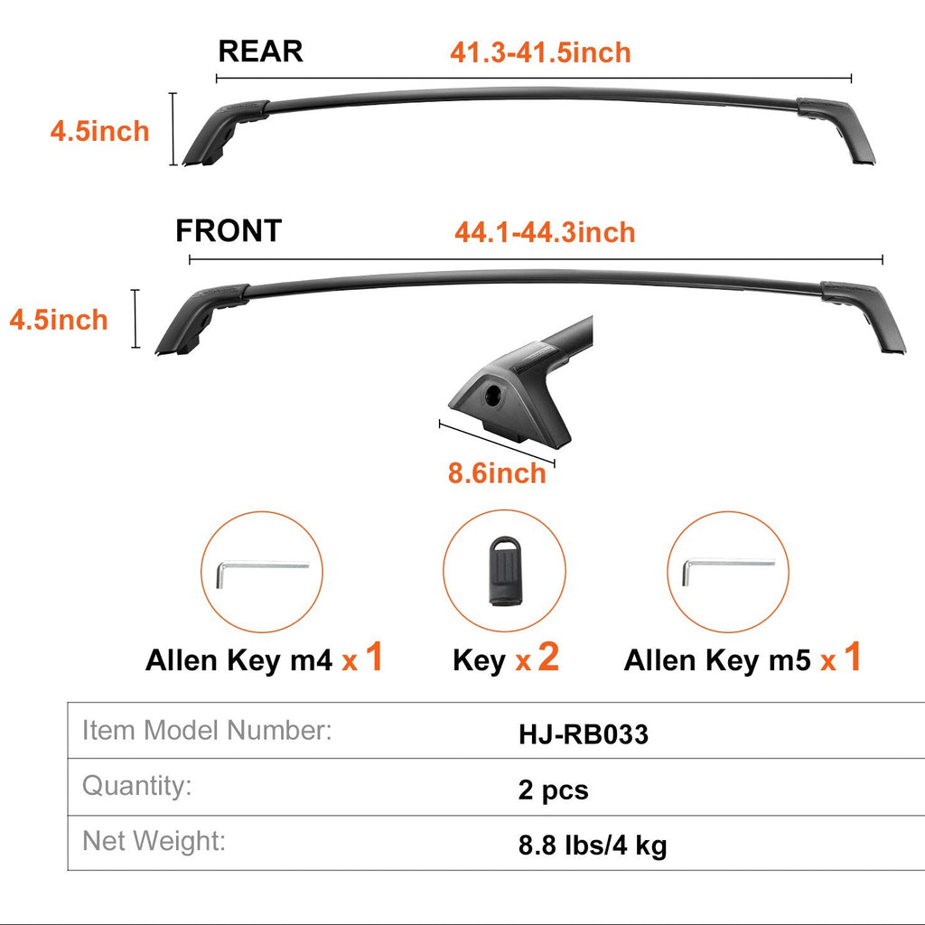 Roof Rack Crossbar for TOYOTA RAV4 2019-2022 Aluminum with Lock 2 PCS