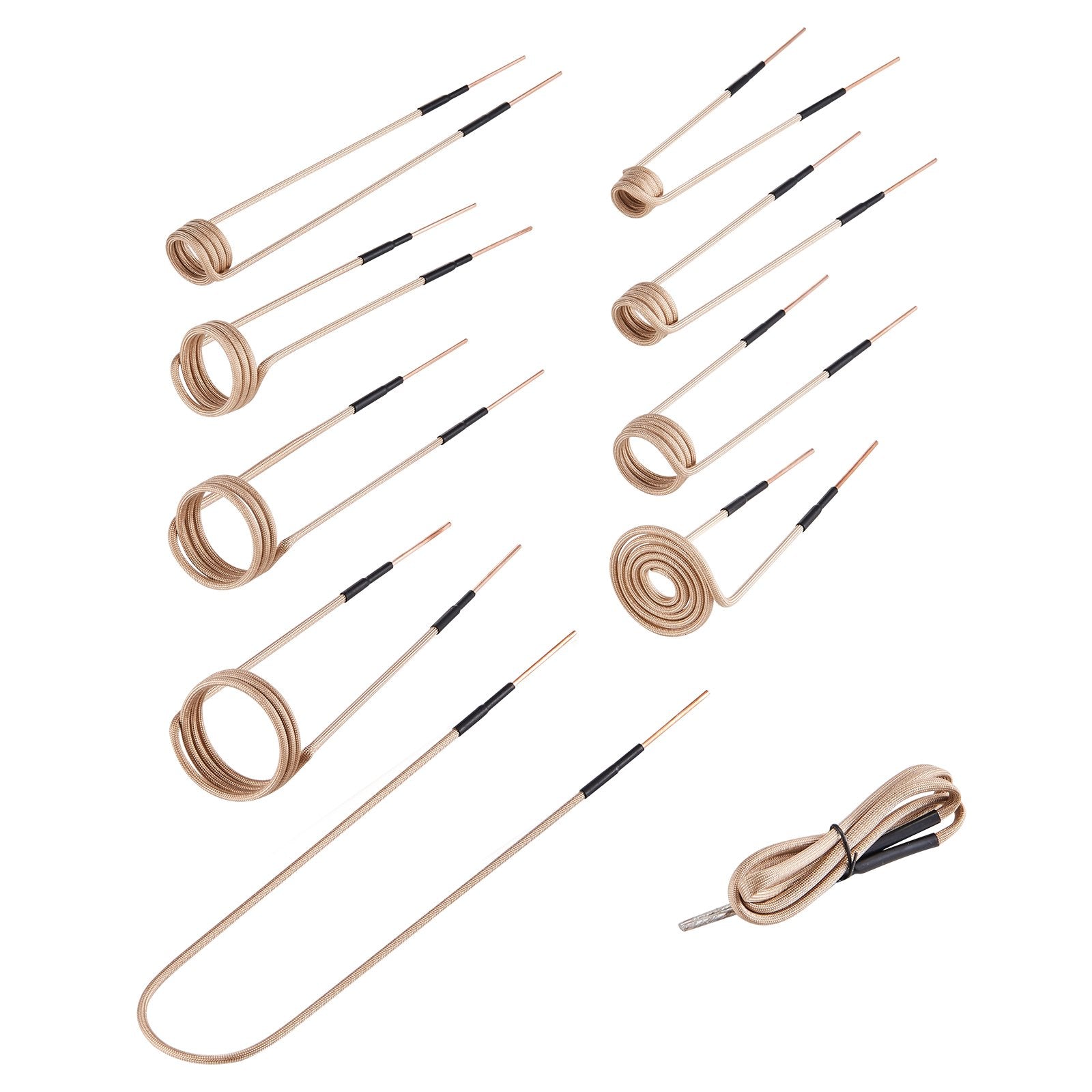10Pcs Magnetic Induction Heater Coil, Inductor Heat Accessories, Mini Heater Coil Kit with Flexibility and Long Lifespan, for Removing Rusty Bolts and Nuts, 8 Coils + 1 U-Shaped + 1 Free Forming