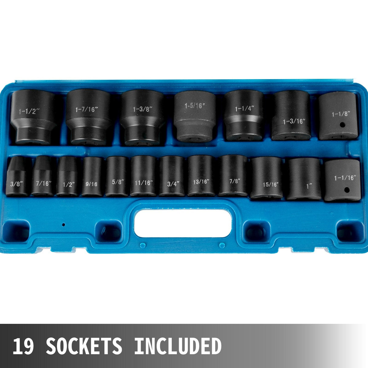 Impact Socket Set 1/2 Inches 19 Piece Impact Sockets, Standard Socket Assortment,