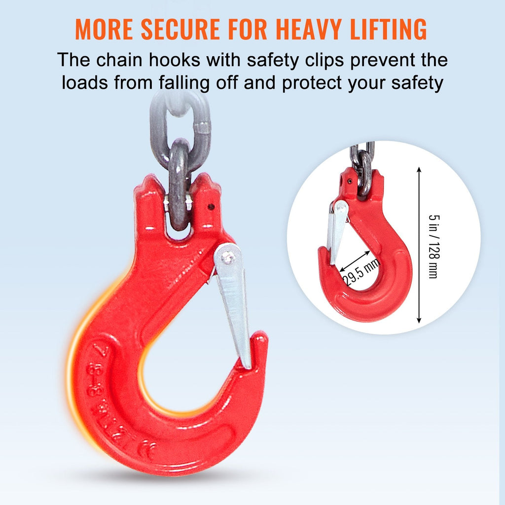Chain Sling, 4990 kg Weight Capacity, 7.9 mm x 1.5 m G80 Lifting Chain with