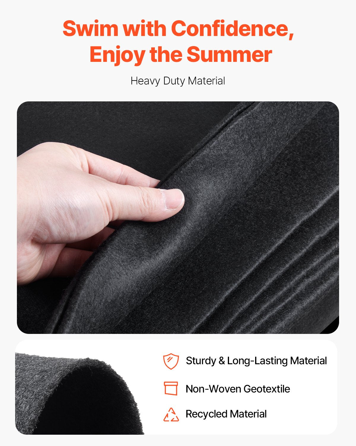 15ft Round Pool Liner Pad, Pool Liner Pad for Above Ground Swimming Pools, Extra-Thick Pool Mat, Prevents Punctures, Recycled Geotextile Material Underlayment Pad, Extend Liner Life