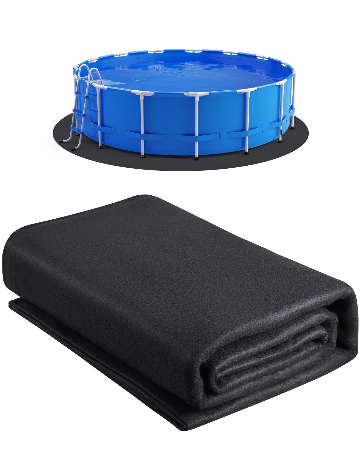15ft Round Pool Liner Pad, Pool Liner Pad for Above Ground Swimming Pools, Extra-Thick Pool Mat, Prevents Punctures, Recycled Geotextile Material Underlayment Pad, Extend Liner Life