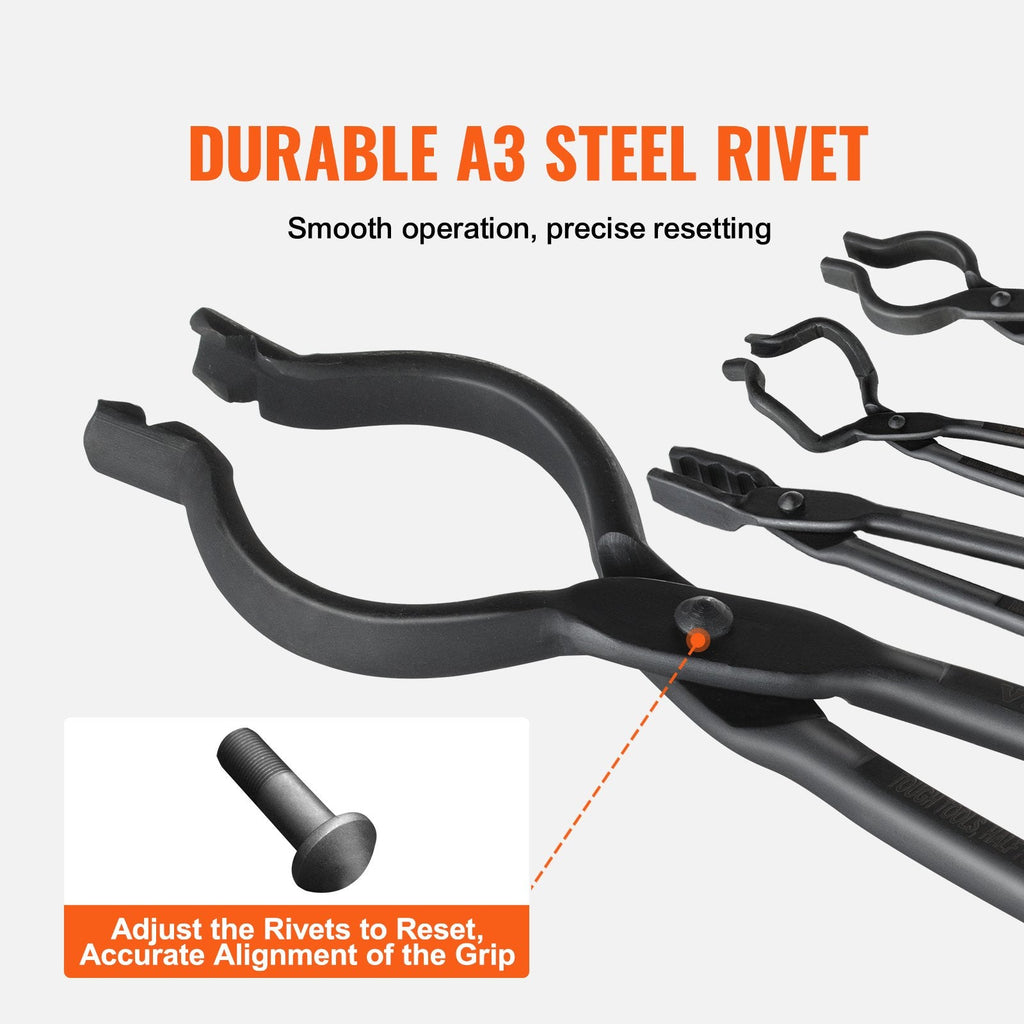 Blacksmith Tongs, 4 PCS, V-Bit Bolt Tongs, Wolf Jaw Tongs, Z V-Bit Tongs and