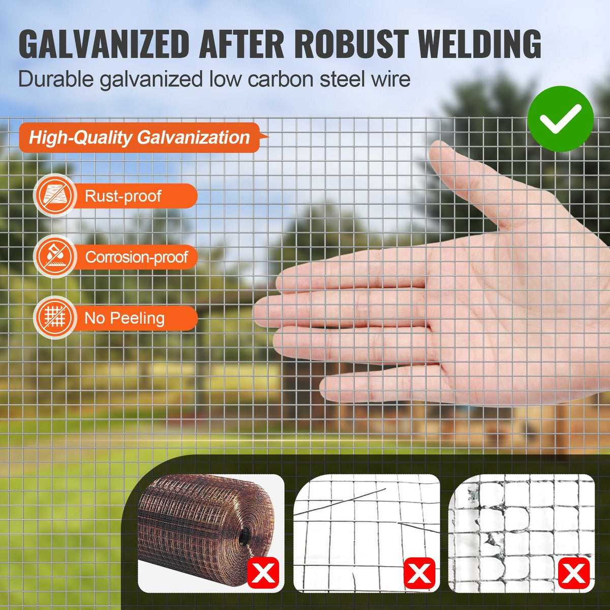 Hardware Cloth, 6.35mm 915mm×15.24mm 23 Gauge, Hot Dipped Galvanized Wire