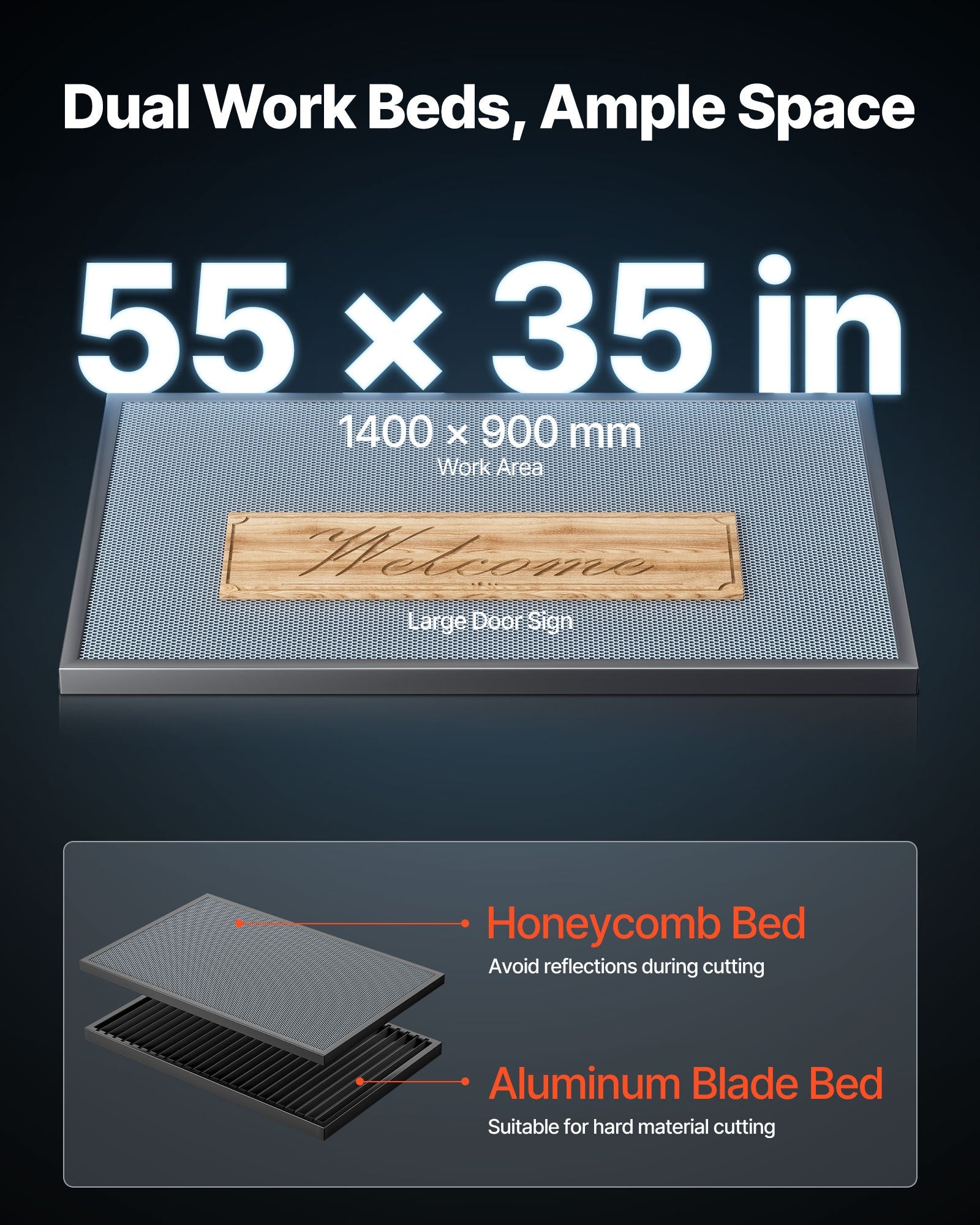 130W CO2 Laser Engraver, 1400 x 900 mm, CO2 Laser Engraver Cutter Machine with Water Chiller, 2 Way Pass Air Assist, 1200 mm/s Speed, Autofocus Engraving Cutting Machine, for Wood Acrylic Glass