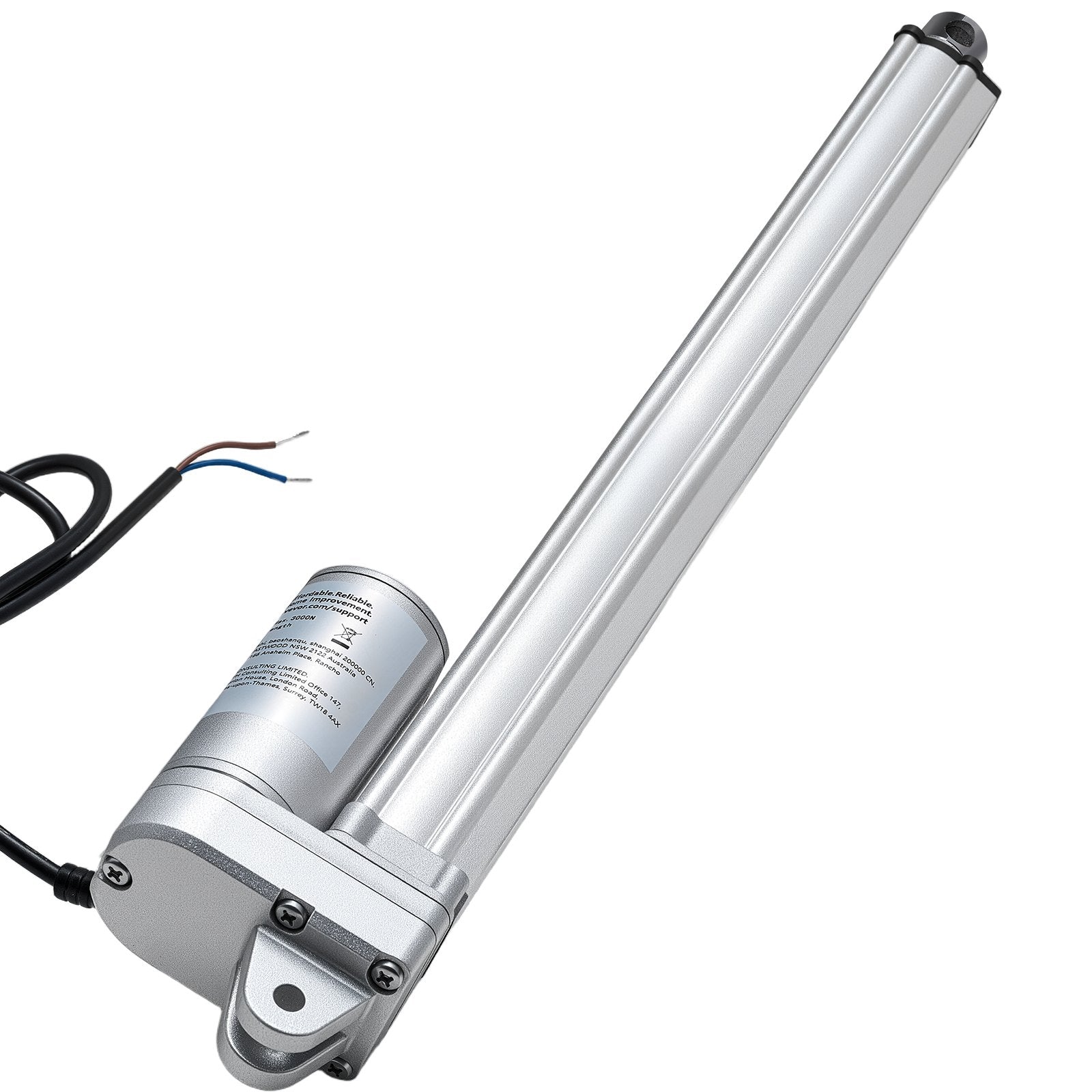 12V Linear Actuator, 304.8mm Stroke IP65 Waterproof Linear Actuator, 3000N 5mm/s Motion Actuators with Mounting Bracket for Solar Trackers, Industrial Machinery, Door Opener