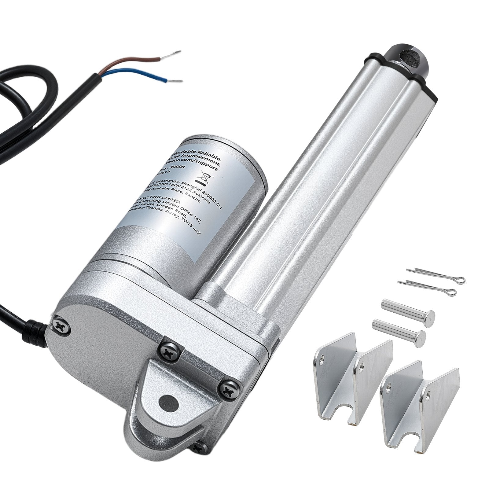 12V Linear Actuator, 101.6mm Stroke IP65 Waterproof Linear Actuator, 3000N 5mm/s Motion Actuators with Mounting Brackets for Solar Trackers, Industrial Machinery, Door Opener