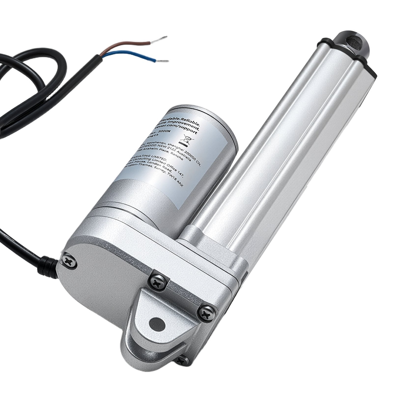 12V Linear Actuator, 101.6mm Stroke IP65 Waterproof Linear Actuator, 3000N 5mm/s Motion Actuators with Mounting Brackets for Solar Trackers, Industrial Machinery, Door Opener