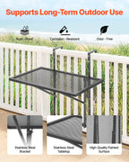 Balcony Hanging Table 19 x 24 in Metal Patio Railing Table Adjustable