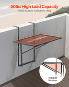 Balcony Hanging Table 19 x 24 in Metal Patio Railing Table Adjustable