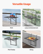 Balcony Hanging Table 19 x 24 in Metal Patio Railing Table Adjustable