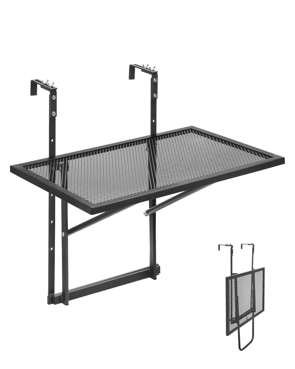 Balcony Hanging Table 19 x 24 in Metal Patio Railing Table Adjustable